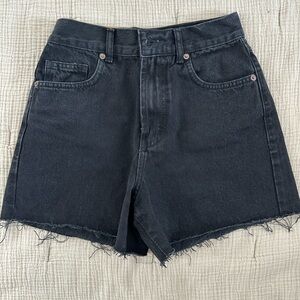 Farm Rio Washed Black Denim Shorts